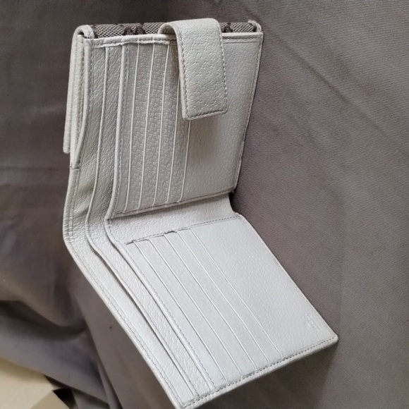 GUCCI BROWN/TAN MONOGRAM CANVAS & CREAM LEATHER WALLET ~ AUTHENTIC ~ GOOD COND - Picture 7 of 12